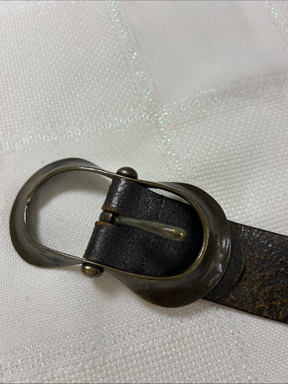 Classic women’s  Dark Brown Leather Belt with Brass Buckle image 3